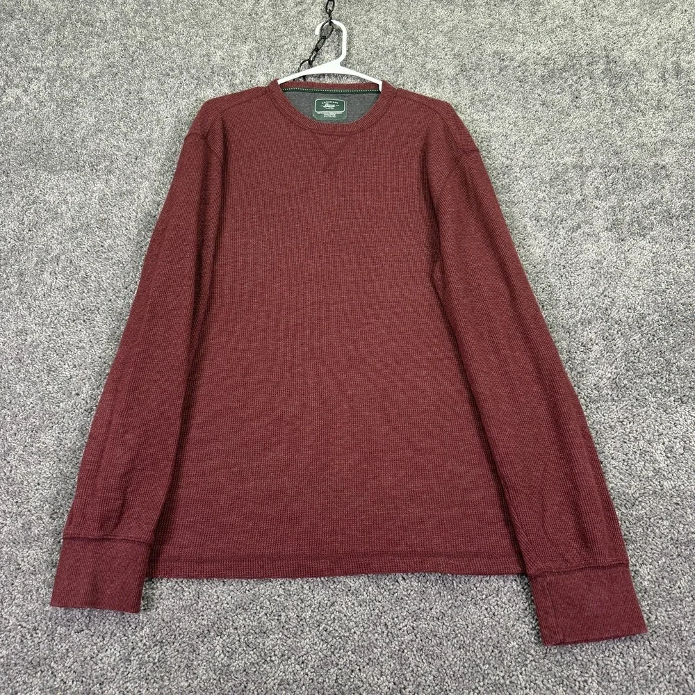 G.H. Bass & Co Shirt Mens XL Red Thermal Waffle Knit Long Sleeve Casual